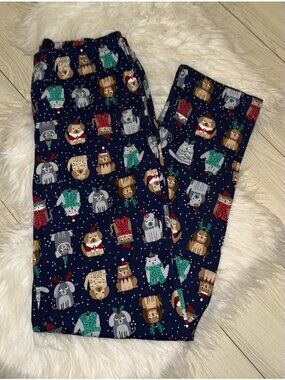 Family PJs Macys Womens Lounge Sleep Pajama Pants Bah Humbug Dog XS XSmall Blue